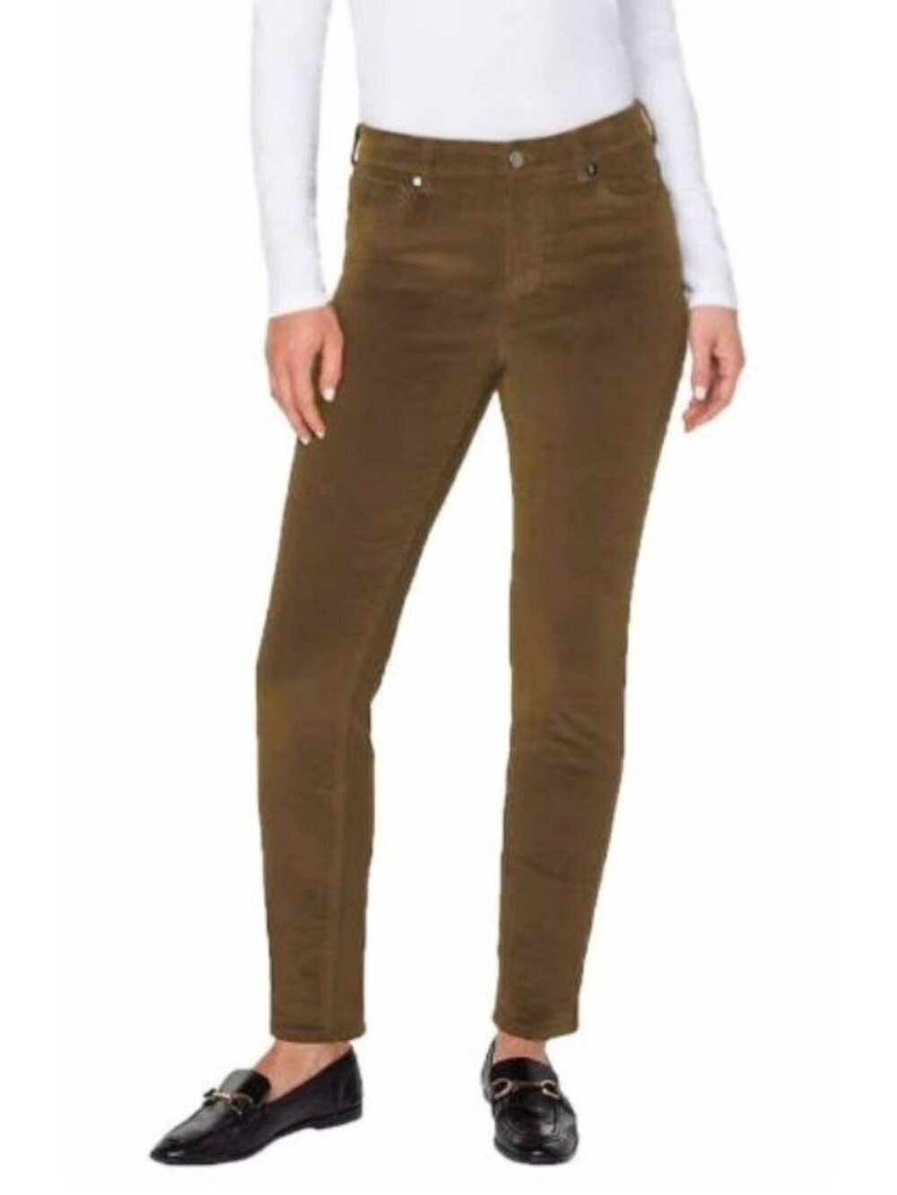 NWT Well Worn Women's 8/29 High Rise Corduroy Pants Brown Stretchy Fit P0781